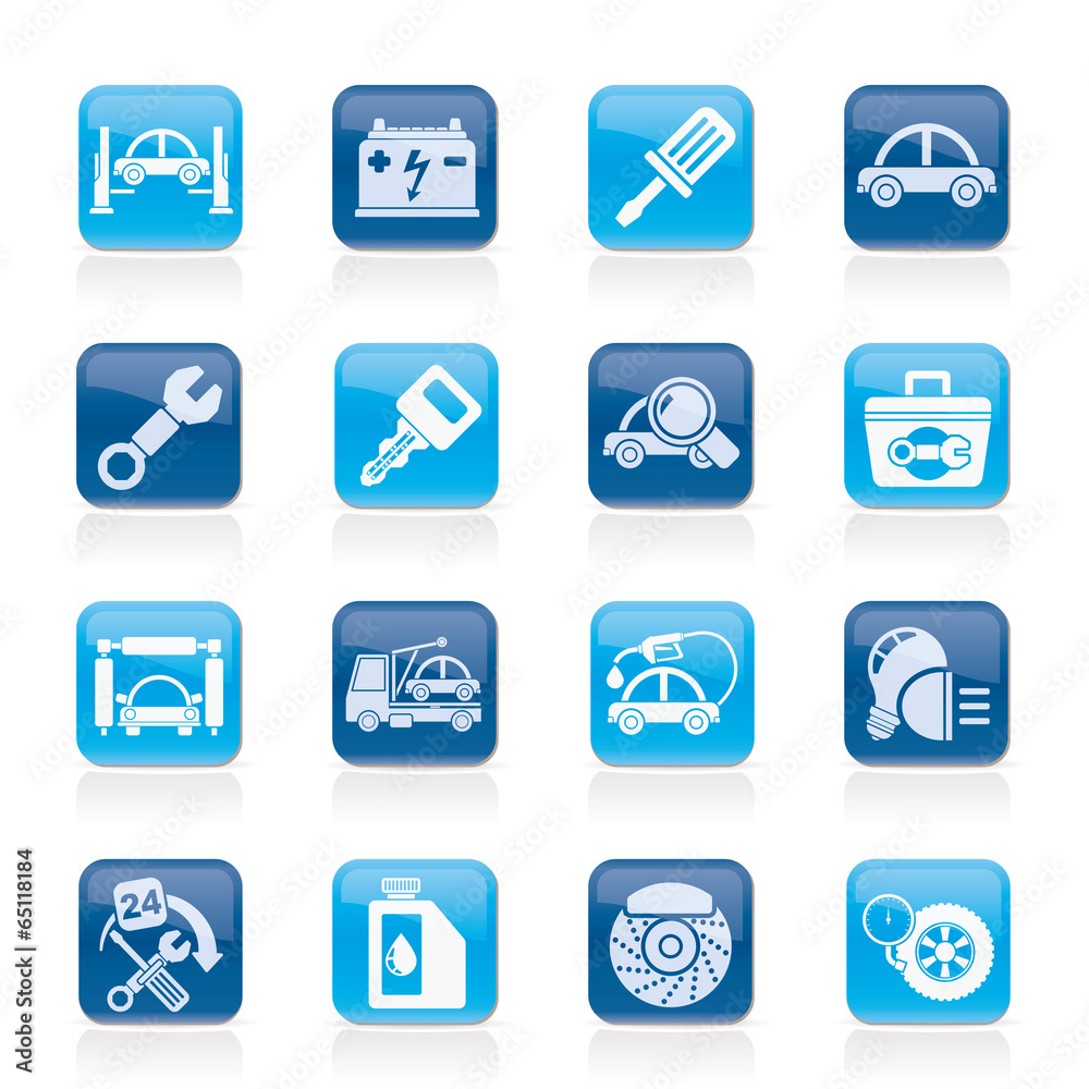 Wall mural car service maintenance icons - vector icon set