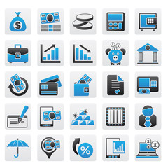 Bank, business and finance icons - vector icon set