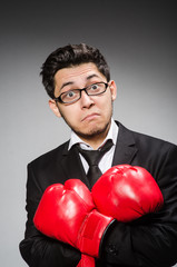 Funny boxer businessman in sport concept