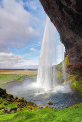 Fototapeta na wymiar Iceland waterfall - Seljalandsfoss