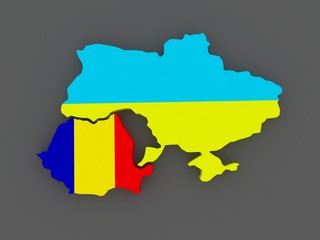 Obraz premium Romania and Ukraine. map.