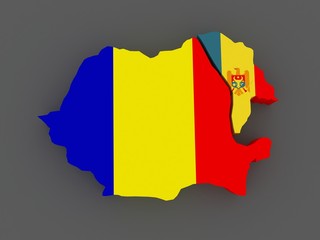 Romania and Moldova. map.