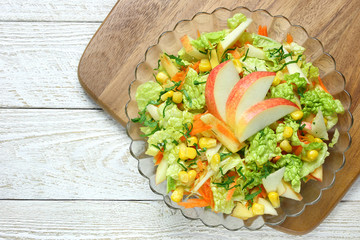 Chinese cabbage with sweet corn,carrots and apples