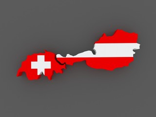 Switzerland and Austria. map.