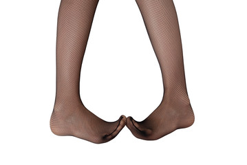 female legs in mesh stockings