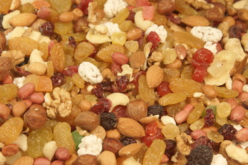 Close up of a mixed of nuts and dry fruits, XXXL