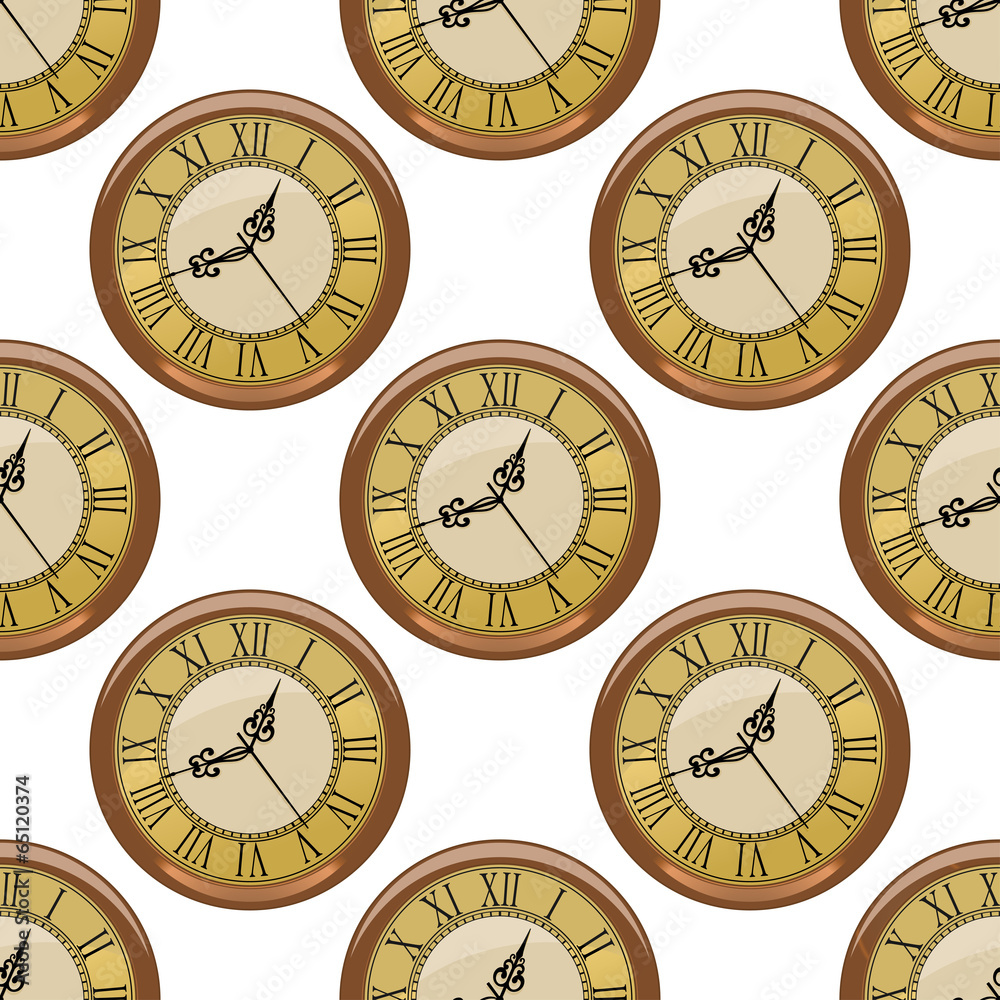 Poster seamless pattern of vintage clocks