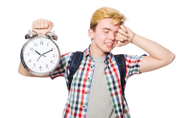 Student missing his studying deadlines on white