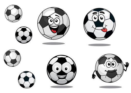 Cartoon soccer or football balls