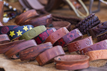 Store handmade  leather belts, spanish medieval fair