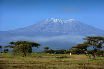 Sneeuw op de top van de Kilimanjaro in Amboseli