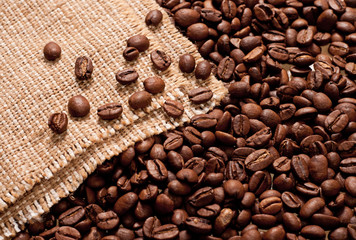 coffee beans and burlap