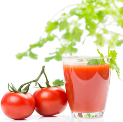 Tomato vegetable juice in glass