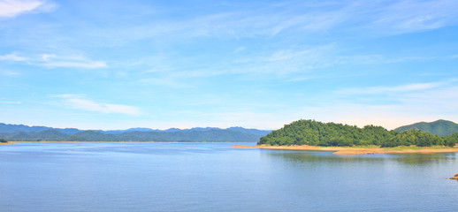 Panorama Views over the reservoir Kaengkrachan dam
