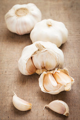 Garlic on wooden background