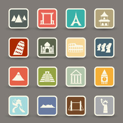 Travel and tourism locations icons