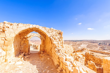Ruins of Shoubak castle of a Crusader in Shoubak, Jordan.