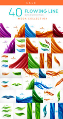 Mega set of abstract wavy lines backgrounds