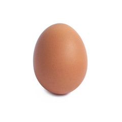 Single brown chicken egg isolated on white