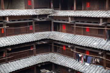 hakka tulou located in fujian, china