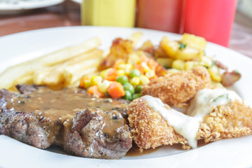 Pork Steak and Fish fried