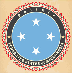 Vintage label cards of Federated States of Micronesia flag.