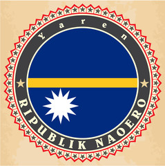 Vintage label cards of Nauru flag.