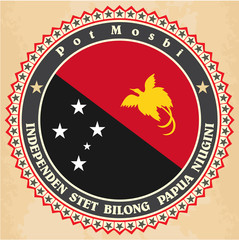 Vintage label cards of Papua New Guinea flag.
