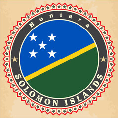 Vintage label cards of Solomon Islands flag.