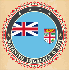 Fototapeta premium Vintage label cards of Fiji flag.