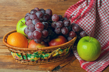 fruit in a wicker basket