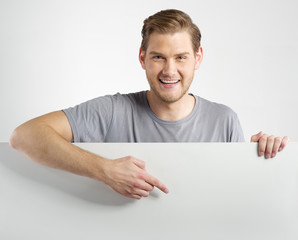 man holding sign