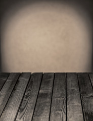 Empty rustic wooden kitchen table