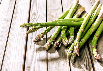Bundle of fresh green asparagus shoots