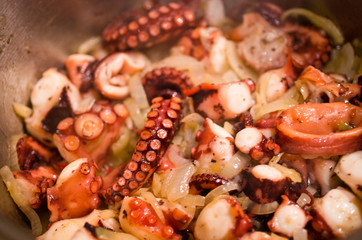 Octopus dish during preparation