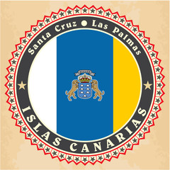 Vintage label cards of Canary Islands flag