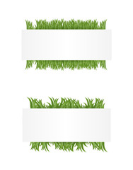 Banners with green grass, vector