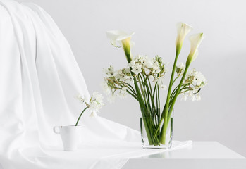 white flowers on white background