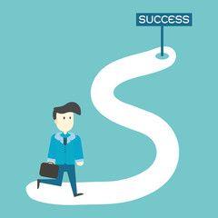 Businessman walking on the street to success,vector,illustration
