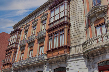 Fototapeta premium beautiful facade of ancient building in the old of the city of A