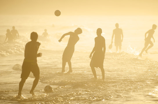 Brazilians Playing Altinho Keepy Uppy Beach Soccer Football