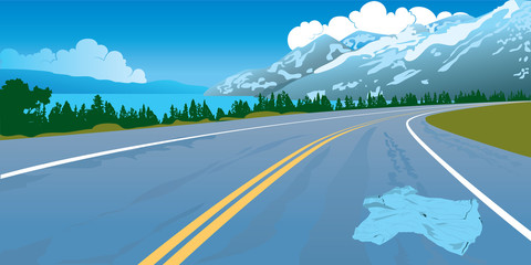 Road landscape crash danger mountains way