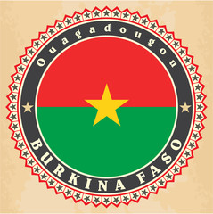Vintage label cards of Burkina Faso flag