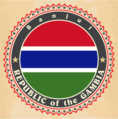 Vintage label cards of Gambia flag