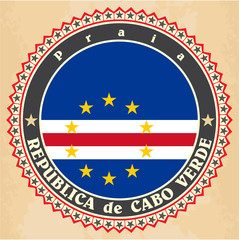 Vintage label cards of Cape Verde flag.