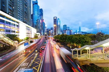 Foto op Plexiglas traffic in modern city at night © zhu difeng