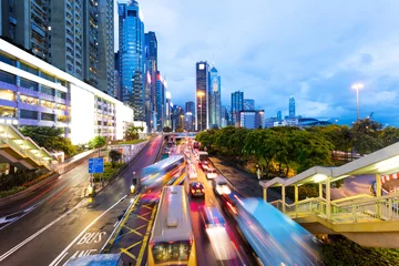 Foto op Canvas traffic in modern city at night © zhu difeng