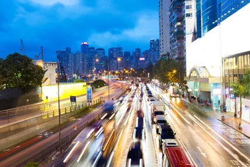 Schilderijen op glas traffic in modern city at night © zhu difeng