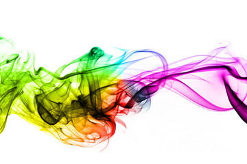 Colorful creative smoke waves on white background