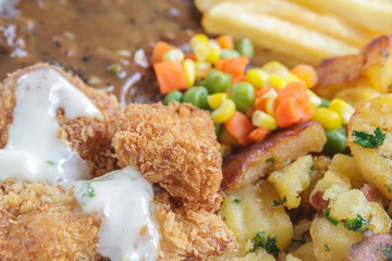 Pork Steak and Fish fried